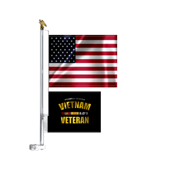 Motorcycle Flag Mount With 8x11" American & 6x8” Vietnam Vet Flag