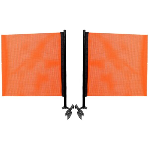 Pilot Car Flag Mounts with Orange Safety Flags, set of 2, black poles