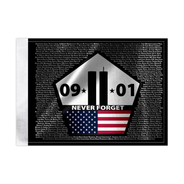 9/11 Memorial Wall Flag - Never Forget (Black)