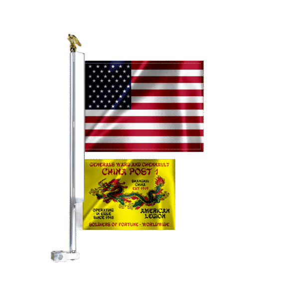 Chrome Motorcycle Flag Mount with 8x11" US & 6x8” CP1 Flag