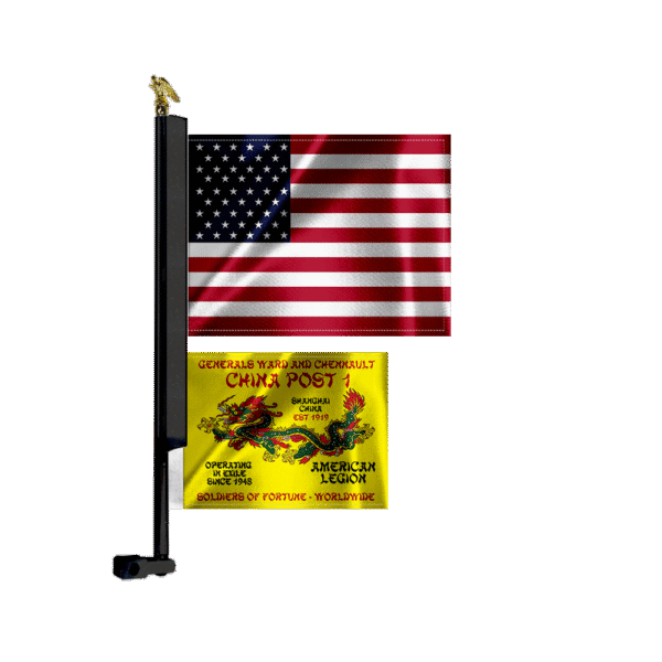 HD Gloss Black Motorcycle Flag Mount with 8x11" US & 6x8” CP1 Flag